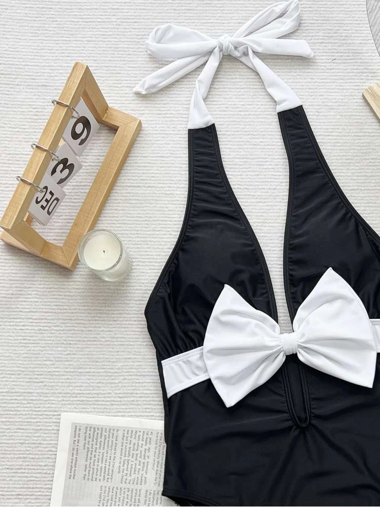 Bow High Rise Backless One-Pieces Swimwear - Image 5