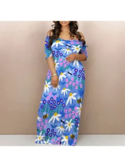 Boat Neck Off Shoulder High Rise Short Sleeve Dress