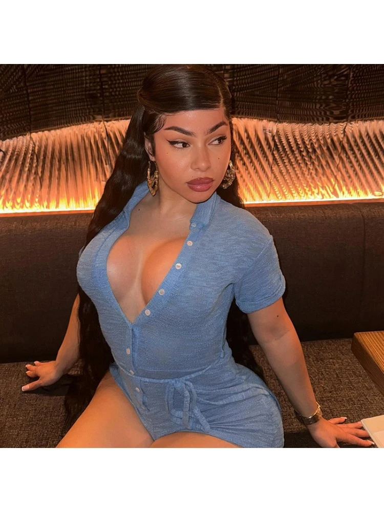 Lapel Button Up Fitted Rompers - Image 5