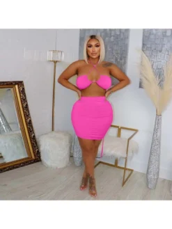 Solid Color Halter Neck Bodycon Bikinis