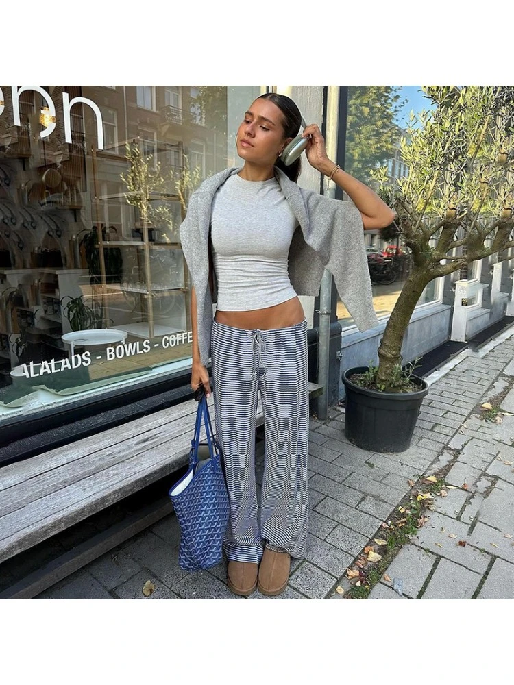 Striped Low Rise Straight Pants - Image 2