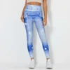 Imitation Denim Printed High Rise Slim Leggings