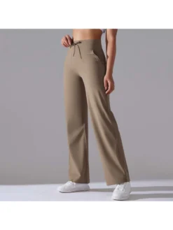 Solid Color Drawstring Loose Sporty Pants