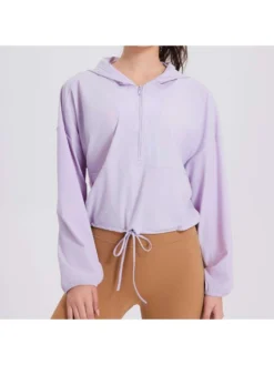 Drawstring Hooded Zipper Loose Tank