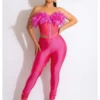 Feather Perspective Tube Cutouts Pant Sets