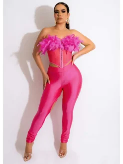 Feather Perspective Tube Cutouts Pant Sets