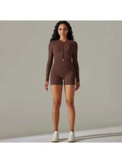 Solid Color Long Sleeve Zipper Yoga Sets