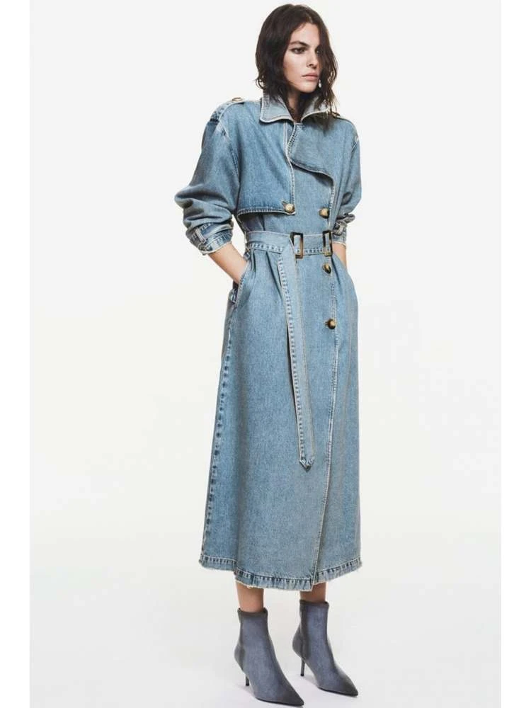 Solid Color High Rise Fitted Long Coats