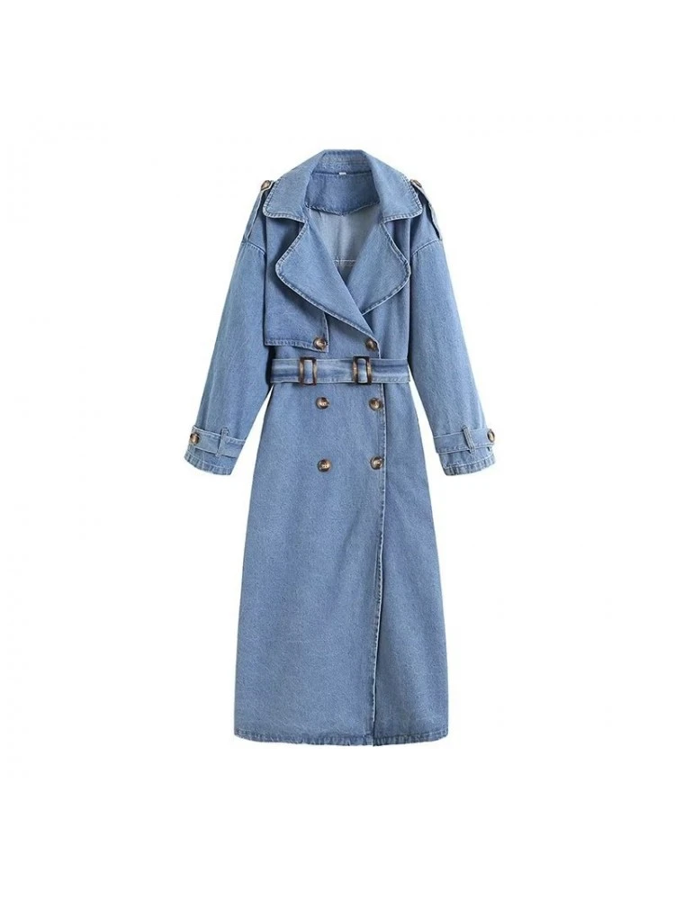 Solid Color High Rise Fitted Long Coats - Image 2