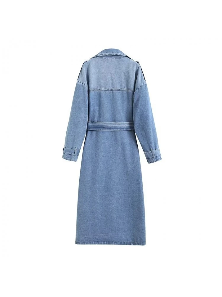 Solid Color High Rise Fitted Long Coats - Image 3