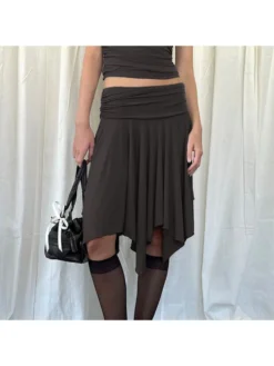 Irregular Solid Color Casual Skirts