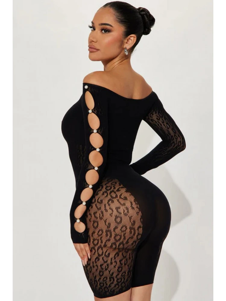 Perspective Leopard Off Shoulder Rompers - Image 2