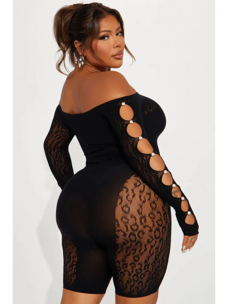 Perspective Leopard Off Shoulder Rompers - Image 3