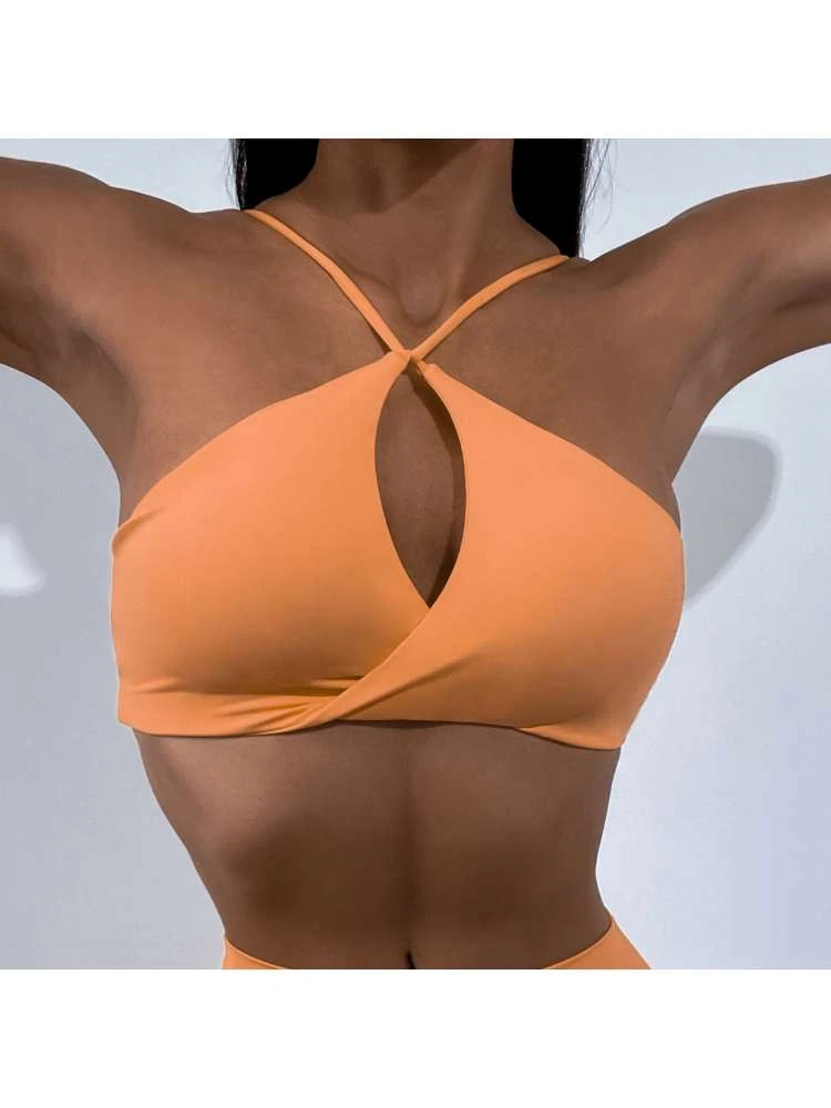 Hollow-out Spaghetti Straps Backless Sporty Tank