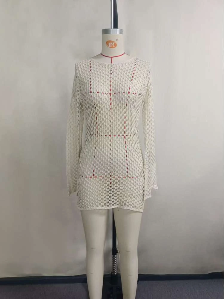 Solid Color Crewneck Loose Cover Ups - Image 4