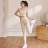 Solid Color Crewneck Backless Yoga Sets