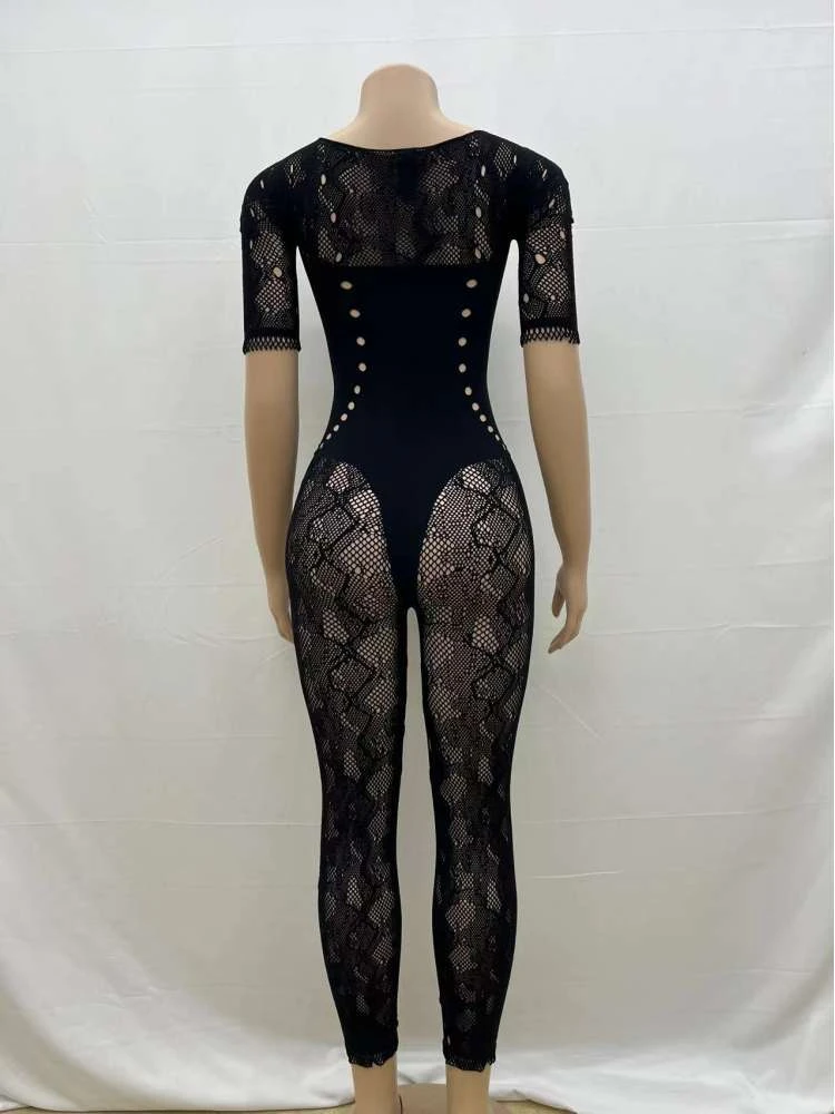 Hollow-out Lace Bodycon Jumpsuits - Image 8