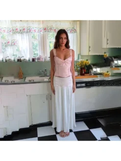 Patchwork Solid Color High Rise Skirts