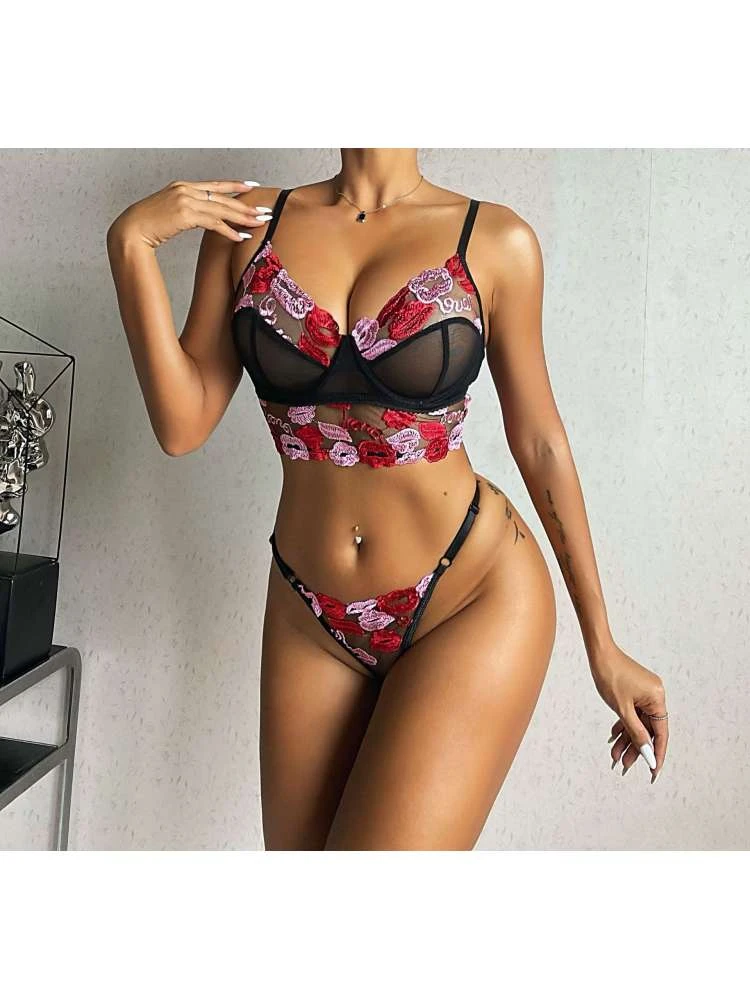 Flower Spaghetti Straps Lace Sexual Sets - Image 3