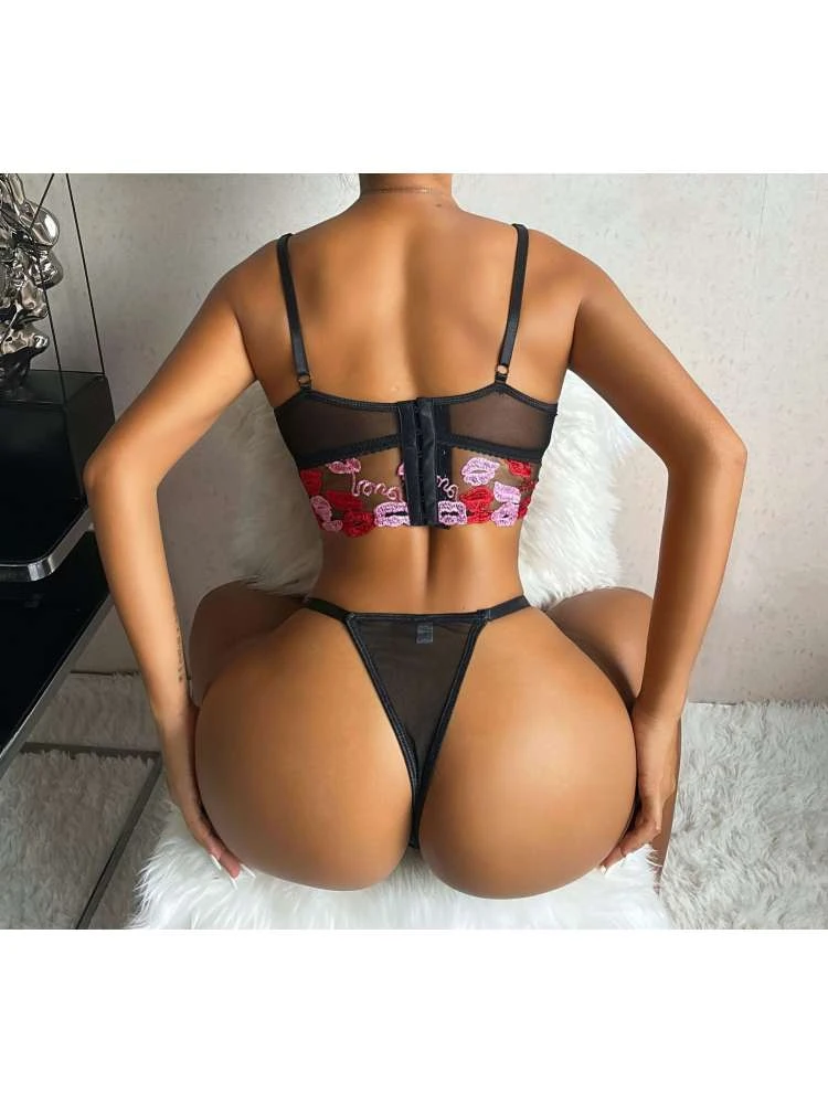 Flower Spaghetti Straps Lace Sexual Sets - Image 4