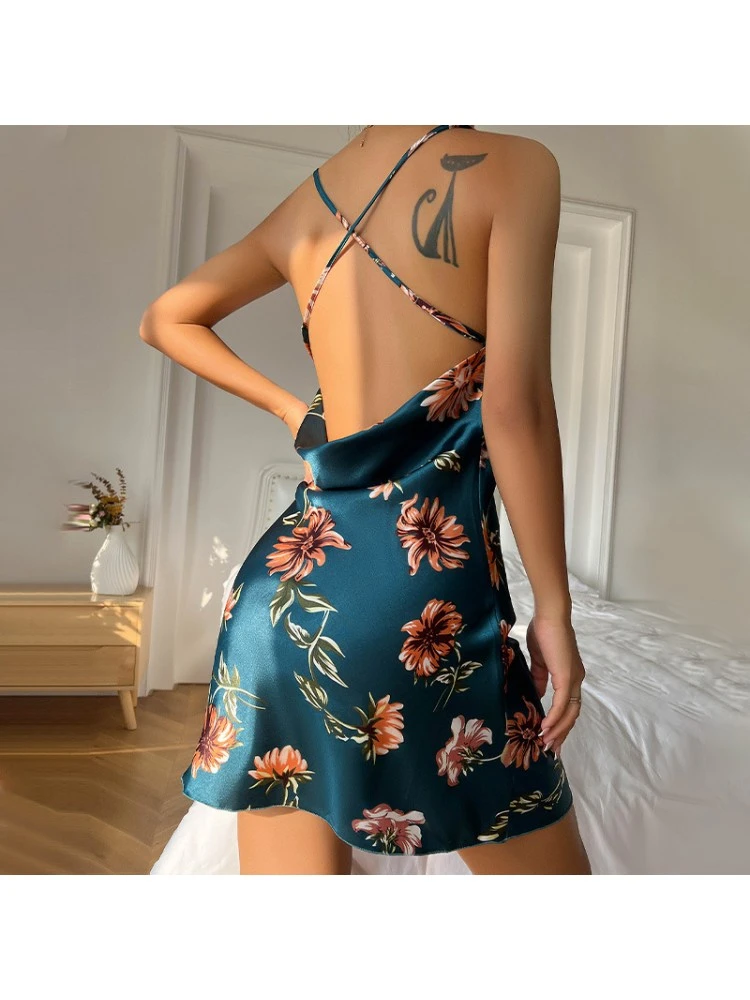 Spaghetti Straps Sleeveless Fitted Pajamas Dress - Image 2