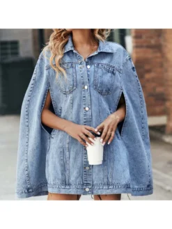 Irregular Single Breasted Denim Loose Coats