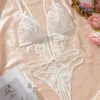 Hollow Out Lace Up Sexual Bodysuits