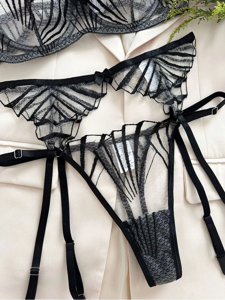 Striped See Through Bra Sets - Image 6