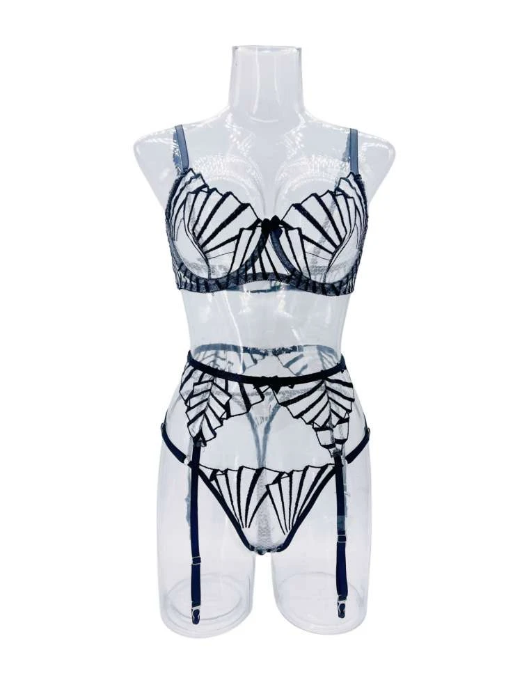 Striped See Through Bra Sets - Image 7