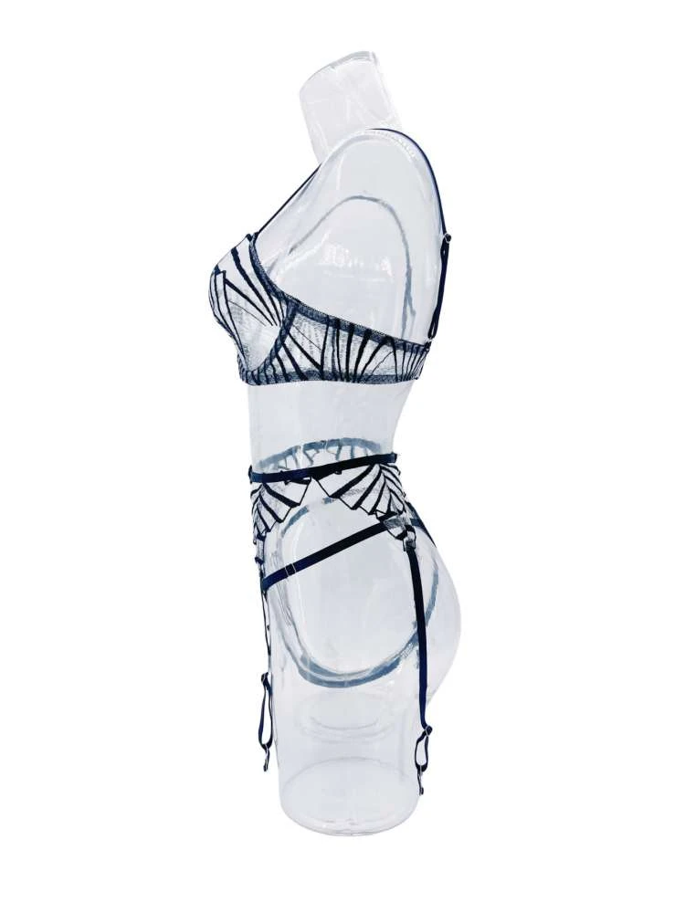 Striped See Through Bra Sets - Image 8