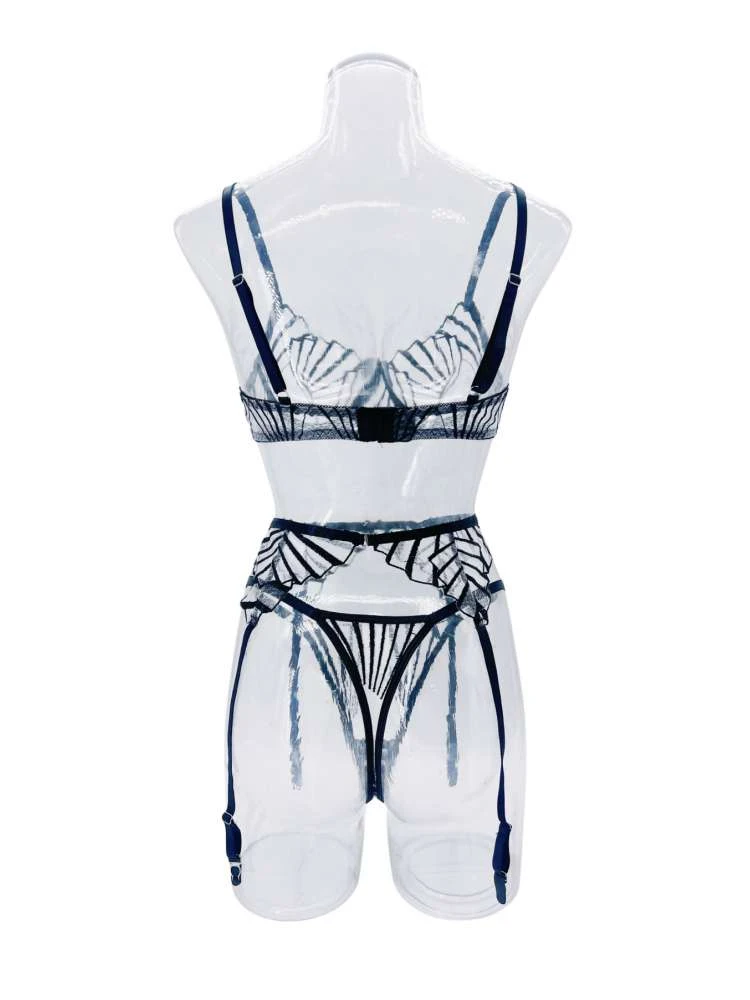 Striped See Through Bra Sets - Image 9