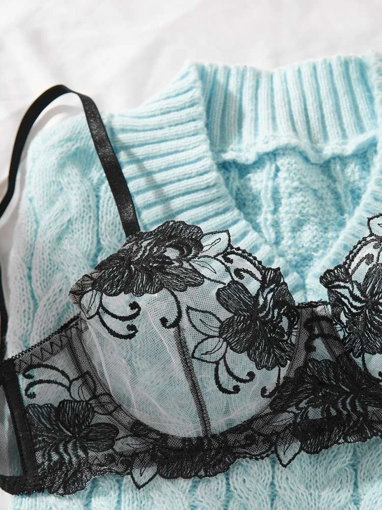 Flower Embroidery Bra Sets - Image 5