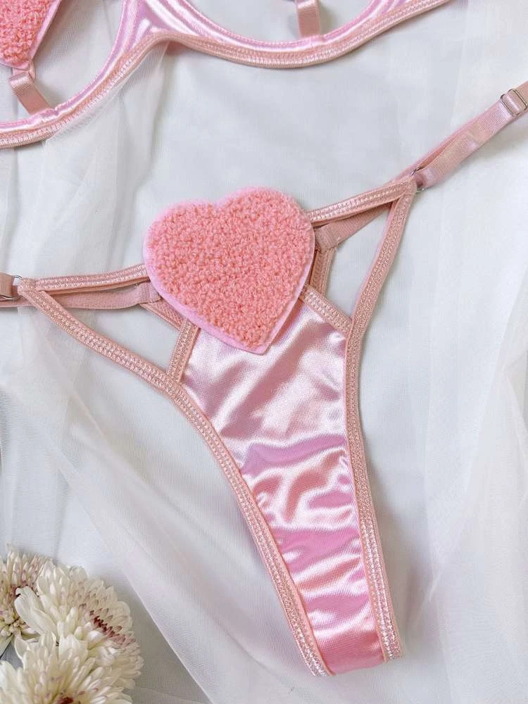 Fluff Heart Hollow-out Bra Sets - Image 6