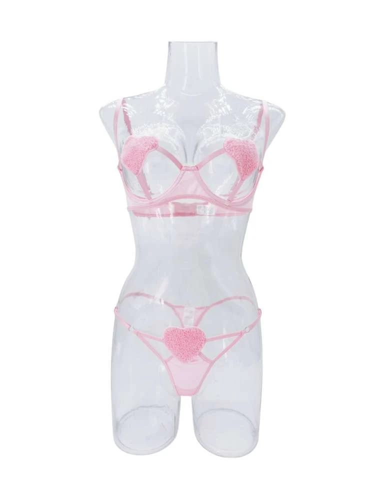 Fluff Heart Hollow-out Bra Sets - Image 7