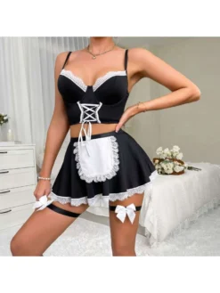 Tie-wrap Lacework Sexual Skirt Sets