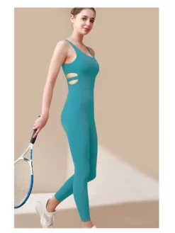 Solid Color Sleeveless Asymmetrical Yoga Sets
