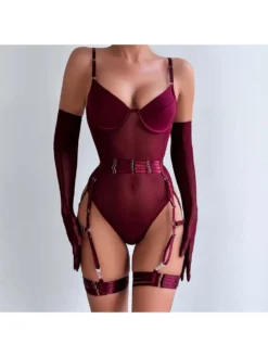 See Through Spaghetti Straps Lace Sexual Bodysuits