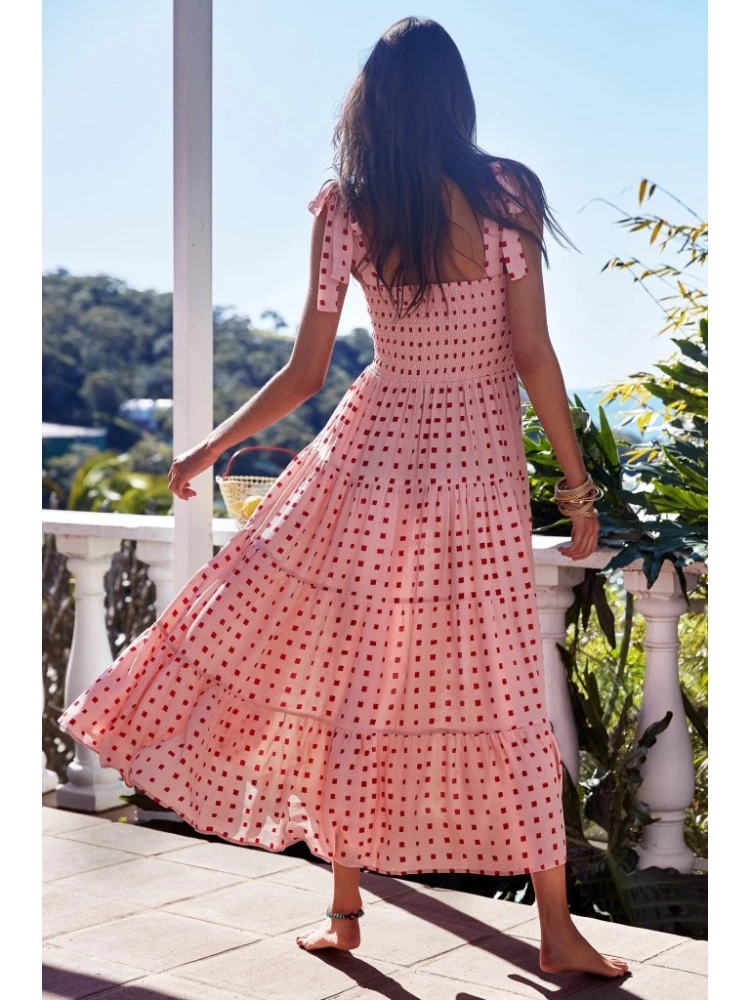 Tie-wrap Dots Baggy Sleeveless Bohemia Dresses - Image 2