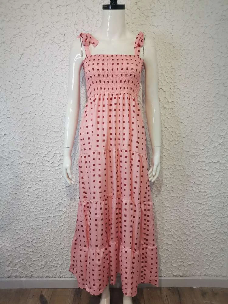 Tie-wrap Dots Baggy Sleeveless Bohemia Dresses - Image 4
