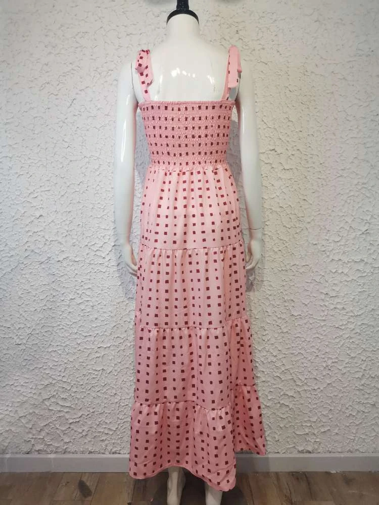 Tie-wrap Dots Baggy Sleeveless Bohemia Dresses - Image 5