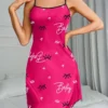 Heart Spaghetti Straps Fitted Pajamas Dress