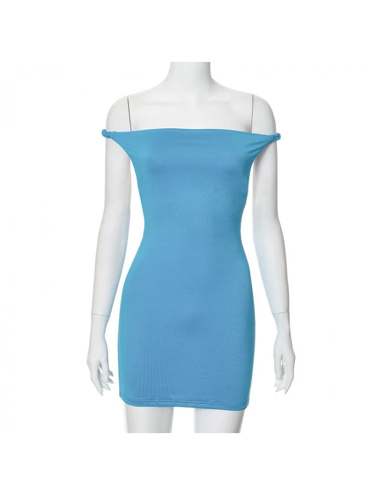 Off Shoulder Ruched Backless Mini Dress - Image 12