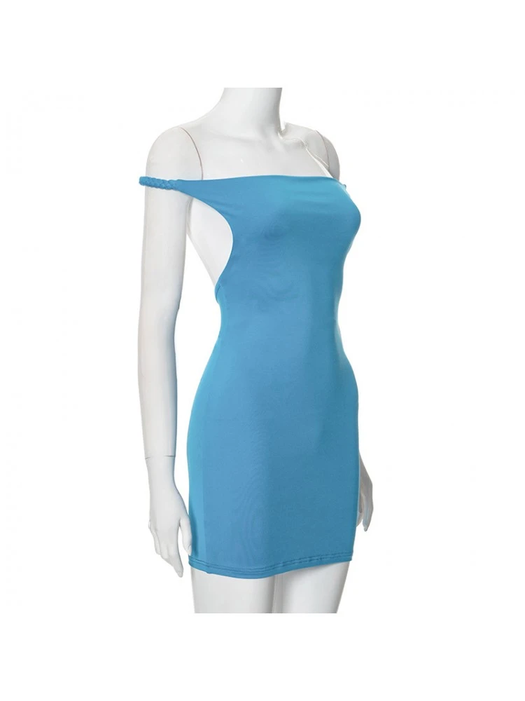 Off Shoulder Ruched Backless Mini Dress - Image 13