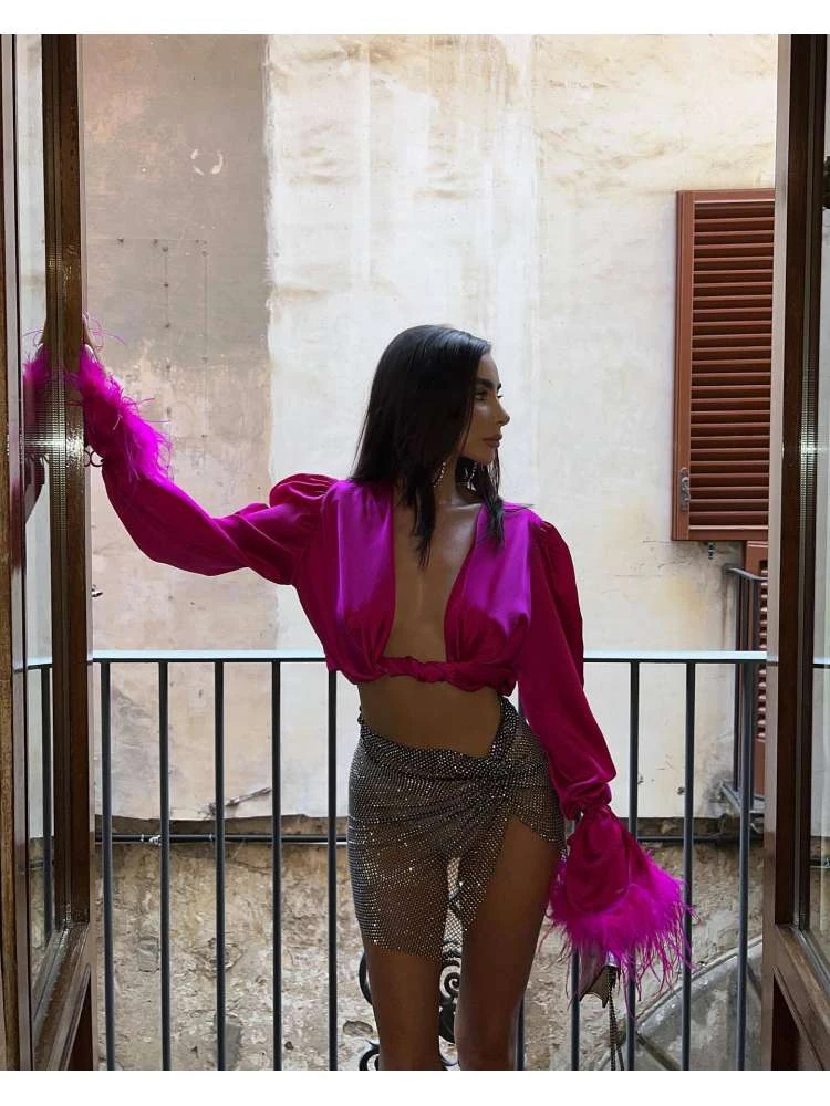 Hollow-out Rhinestone Split Hem Skirts - Image 5