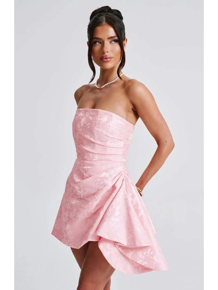 Ruched Jacquard Weave Strapless Mini Dress - Image 3