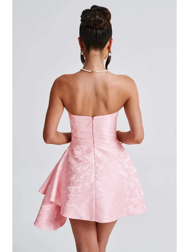 Ruched Jacquard Weave Strapless Mini Dress - Image 4