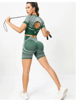 Crewneck Short Sleeve Skinny Yoga Sets