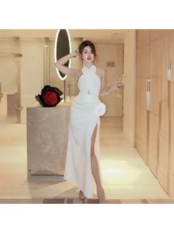 Halter Neck Backless Sleeveless Maxi Dresses