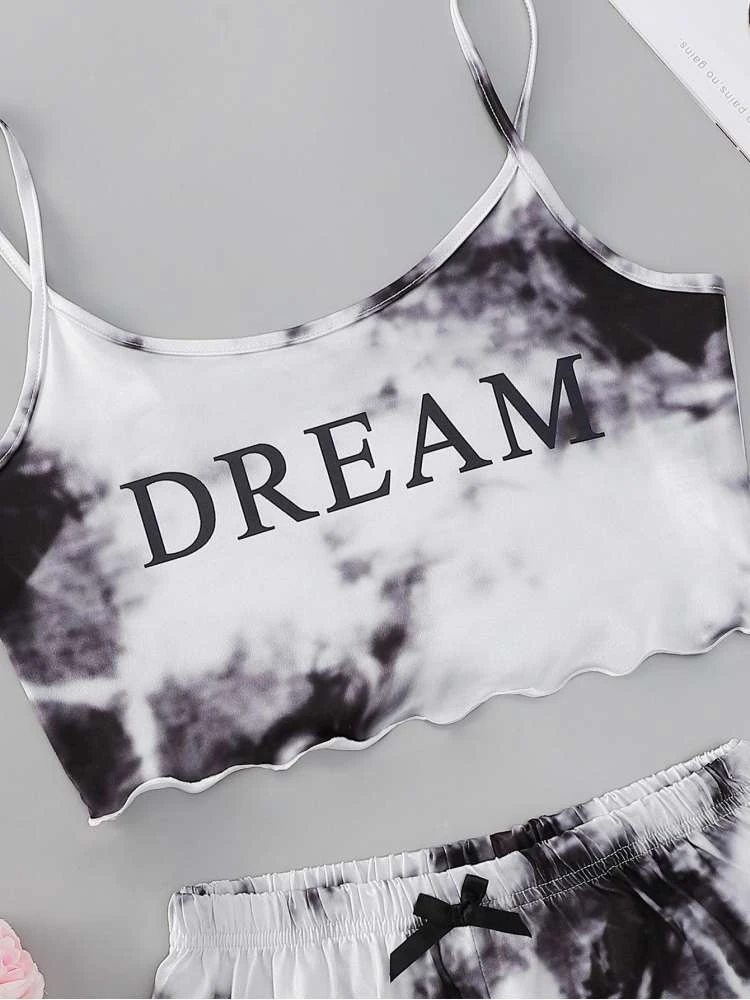 Lacework Tie Dye Cropped Pajamas Sets - Image 3