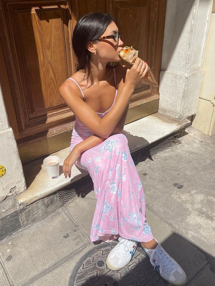 Print Spaghetti Straps Mermaid Maxi Dresses - Image 3